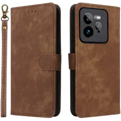 Coque portefeuille Phonesta Vintage Skin pour Realme GT 7 Pro - Marron