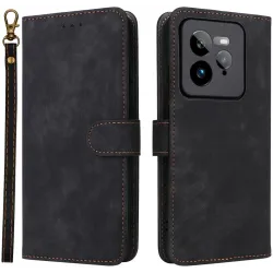 Coque portefeuille Phonesta Vintage Skin pour Realme GT 7 Pro - Noir