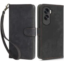 Coque portefeuille Phonesta Vintage Skin pour HONOR 90 Lite - Noir