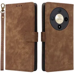 Coque portefeuille Phonesta Vintage Skin pour HONOR Magic6 Lite - Marron
