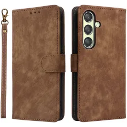 Coque portefeuille Phonesta Vintage Skin pour Samsung Galaxy S25 Plus - Marron