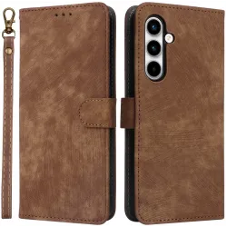 Coque portefeuille Phonesta Vintage Skin pour Samsung Galaxy A35 - Marron