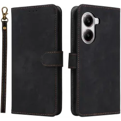Coque portefeuille Phonesta Vintage Skin pour Xiaomi Poco X7 Pro - Noir