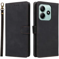 Coque portefeuille Phonesta Vintage Skin pour Xiaomi Redmi Note 14 5G - Noir