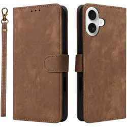 Coque portefeuille Phonesta Vintage Skin pour Apple iPhone 16 Plus - Marron