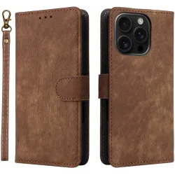 Coque portefeuille Phonesta Vintage Skin pour Apple iPhone 16 Pro - Marron