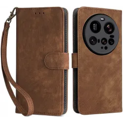 Coque portefeuille Phonesta Vintage Skin pour Xiaomi 15 Ultra - Marron