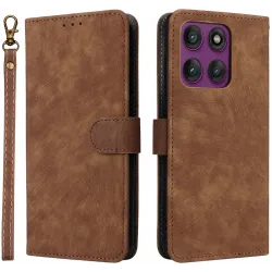 Coque portefeuille Phonesta Vintage Skin pour Motorola Edge 60 Pro - Marron