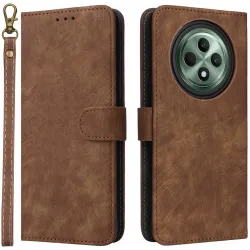 Coque portefeuille Phonesta Vintage Skin pour Oppo Reno12 F/Reno12 FS - Marron