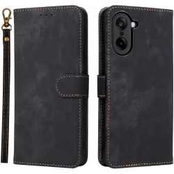 Coque portefeuille Phonesta Vintage Skin pour OnePlus Nord CE5 - Noir