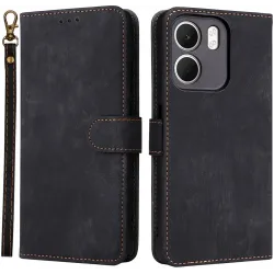 Coque portefeuille Phonesta Vintage Skin pour Oppo A5x - Noir