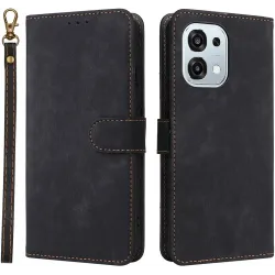 Coque portefeuille Phonesta Vintage Skin pour Oppo A6 Pro - Noir