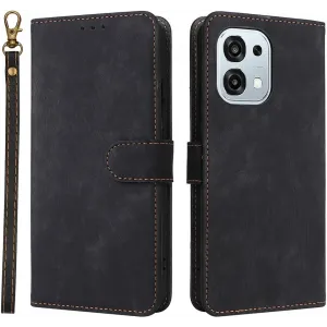 Coque portefeuille Phonesta Vintage Skin pour Oppo A6 Pro - Noir