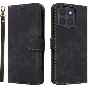 Coque portefeuille Phonesta Vintage Skin pour Motorola Edge 70 - Noir