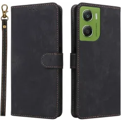 Coque portefeuille Phonesta Vintage Skin pour Motorola Moto G06/G06 Power - Noir