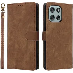 Coque portefeuille Phonesta Vintage Skin pour Motorola Moto G56 - Marron