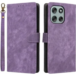 Coque portefeuille Phonesta Vintage Skin pour Motorola Moto G56 - Violet