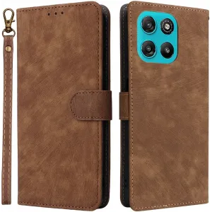 Coque portefeuille Phonesta Vintage Skin pour Motorola Moto G57 Power - Marron