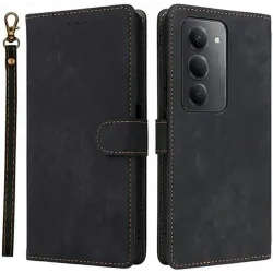 Coque portefeuille Phonesta Vintage Skin pour Xiaomi Redmi 15 - Noir