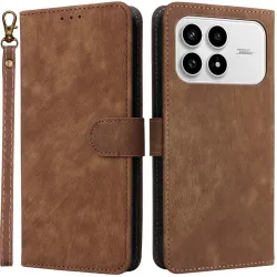 Coque portefeuille Phonesta Vintage Skin pour Xiaomi Poco F8 Pro - Marron