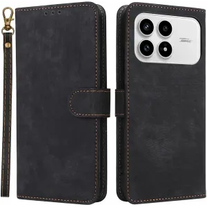 Coque portefeuille Phonesta Vintage Skin pour Xiaomi Poco F8 Pro - Noir