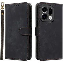 Coque portefeuille Phonesta Vintage Skin pour Oppo Find X9 - Noir
