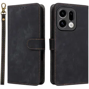 Coque portefeuille Phonesta Vintage Skin pour Oppo Find X9 - Noir