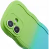 Coque arrière en silicone Phonesta Wavy Gradient pour Apple iPhone 16 - Vert/Bleu 6