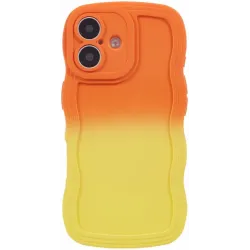 Coque arrière en silicone Phonesta Wavy Gradient pour Apple iPhone 16 - Orange/Jaune