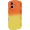Coque arrière en silicone Phonesta Wavy Gradient pour Apple iPhone 16 - Orange/Jaune 2