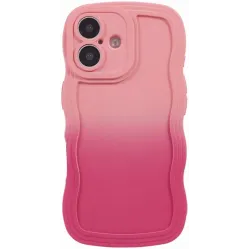 Coque arrière en silicone Phonesta Wavy Gradient pour Apple iPhone 16 - Rose