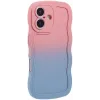 Coque arrière en silicone Phonesta Wavy Gradient pour Apple iPhone 16 - Rose/Bleu 2