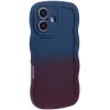 Coque arrière en silicone Phonesta Wavy Gradient pour Apple iPhone 16 Plus - Bleu foncé/Violet foncé 2