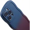 Coque arrière en silicone Phonesta Wavy Gradient pour Apple iPhone 16 Pro - Bleu foncé/Violet foncé 6