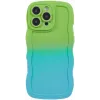 Coque arrière en silicone Phonesta Wavy Gradient pour Apple iPhone 16 Pro Max - Vert/Bleu