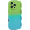 Coque arrière en silicone Phonesta Wavy Gradient pour Apple iPhone 16 Pro Max - Vert/Bleu 2