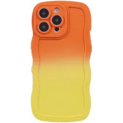 Coque arrière en silicone Phonesta Wavy Gradient pour Apple iPhone 16 Pro Max - Orange/Jaune