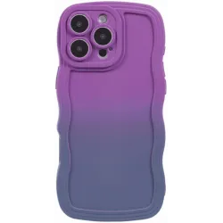 Coque arrière en silicone Phonesta Wavy Gradient pour Apple iPhone 16 Pro Max - Violet