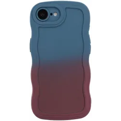 Coque arrière en silicone Phonesta Wavy Gradient pour Apple iPhone 17e/16e - Bleu foncé/Violet foncé