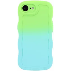 Coque arrière en silicone Phonesta Wavy Gradient pour Apple iPhone 17e/16e - Vert/Bleu