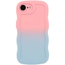 Coque arrière en silicone Phonesta Wavy Gradient pour Apple iPhone 17e/16e - Rose/Bleu