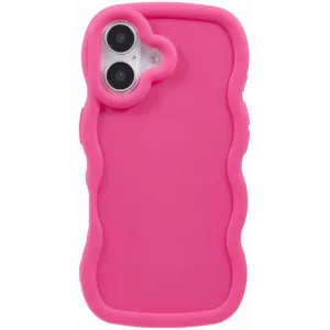 Coque arrière en silicone Phonesta Wavy pour Apple iPhone 16 - Hot Pink