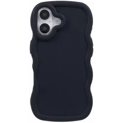 Coque arrière en silicone Phonesta Wavy pour Apple iPhone 16 - Noir