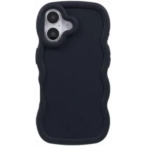 Coque arrière en silicone Phonesta Wavy pour Apple iPhone 16 - Noir