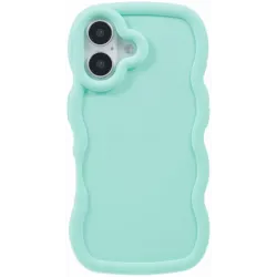 Coque arrière en silicone Phonesta Wavy pour Apple iPhone 16 Plus - Vert menthe