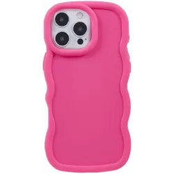 Coque arrière en silicone Phonesta Wavy pour Apple iPhone 16 Pro - Hot Pink