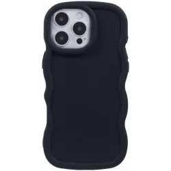 Coque arrière en silicone Phonesta Wavy pour Apple iPhone 16 Pro Max - Noir