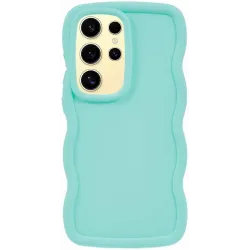 Coque arrière en silicone Phonesta Wavy pour Samsung Galaxy S25 Ultra - Vert menthe