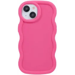 Coque arrière en silicone Phonesta Wavy pour Apple iPhone 15 - Hot Pink