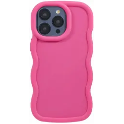 Coque arrière en silicone Phonesta Wavy pour Apple iPhone 15 Pro - Hot Pink